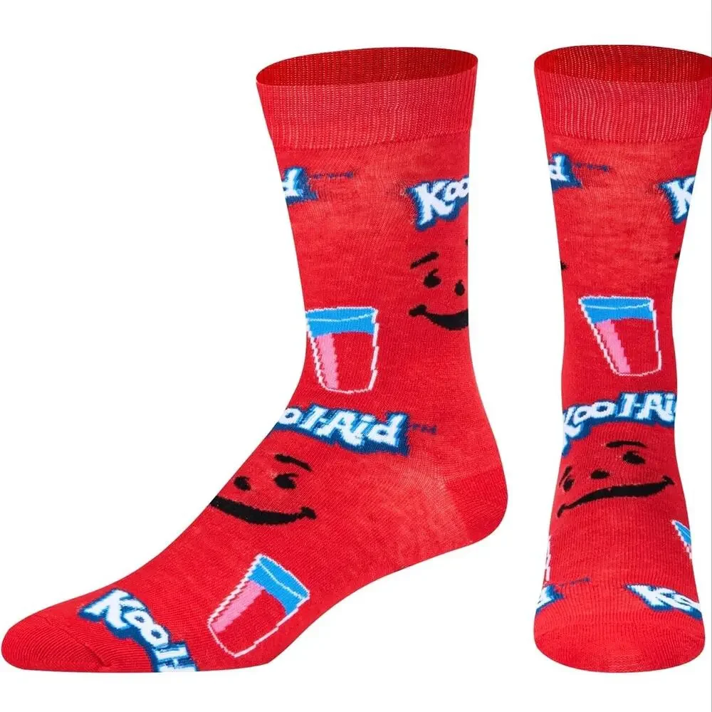 Odd Sox Unisex Kool Aid Man Oh Yeah Novelty Crew Socks Retro 80s 90s Red Blue